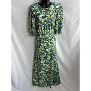 New Look Tall NWT Collared Puff Sleeve Maxi Dress Floral Size 10 T Cottage Cute